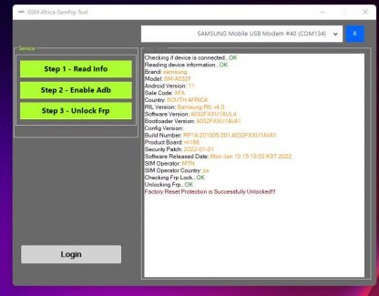 Gsm Africa Sam FRP Tool Free (Samsung One click Frp)