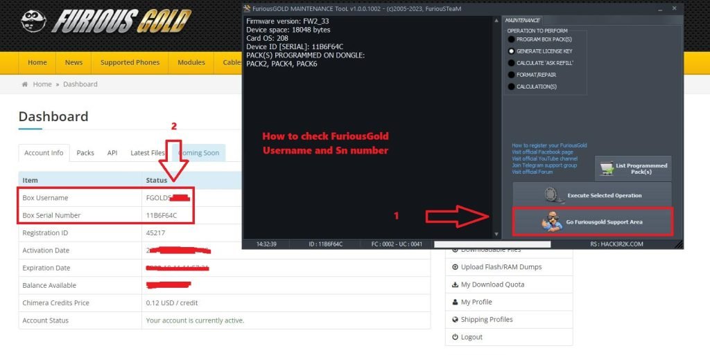 How to check FuriousGold Box Username & Box Serial Number